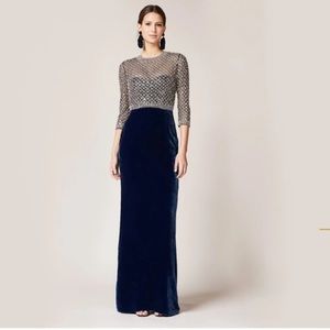 Sachin + Babi- Beaded Navy Velvet Bratan Gown